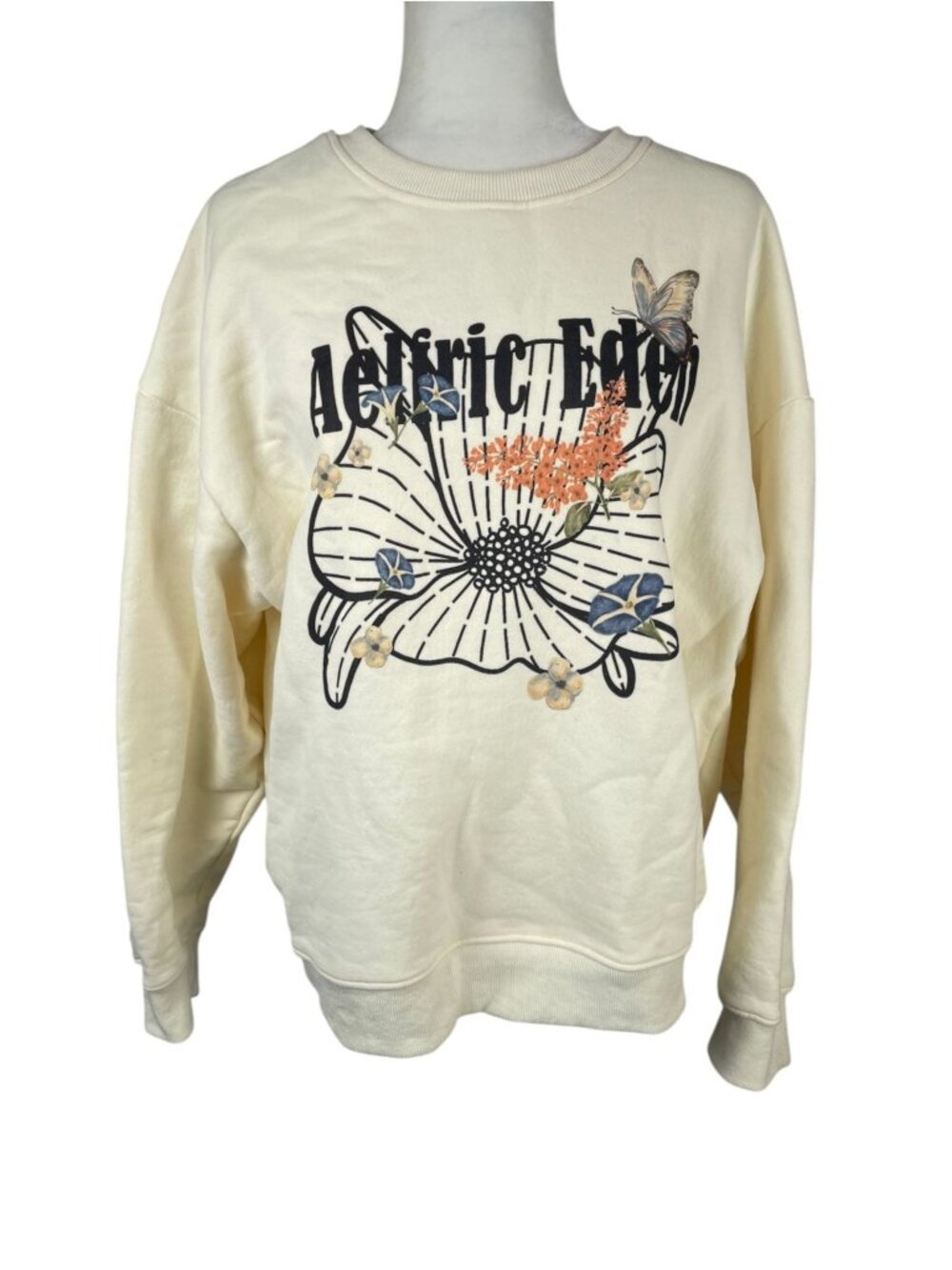 Aelfric Eden Floral Graphic Sweatshirt Butterfly Oversized SZ S Streetwear